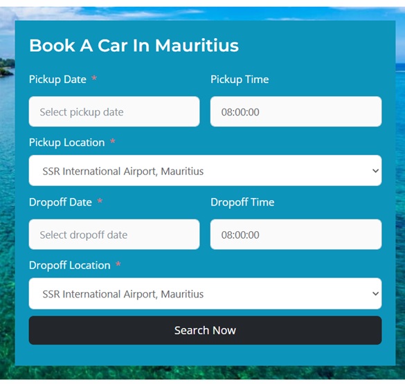 MVS Car Rental Booking form